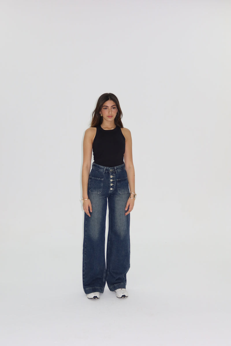 Bootleg Jeans in Deep Blue Washed