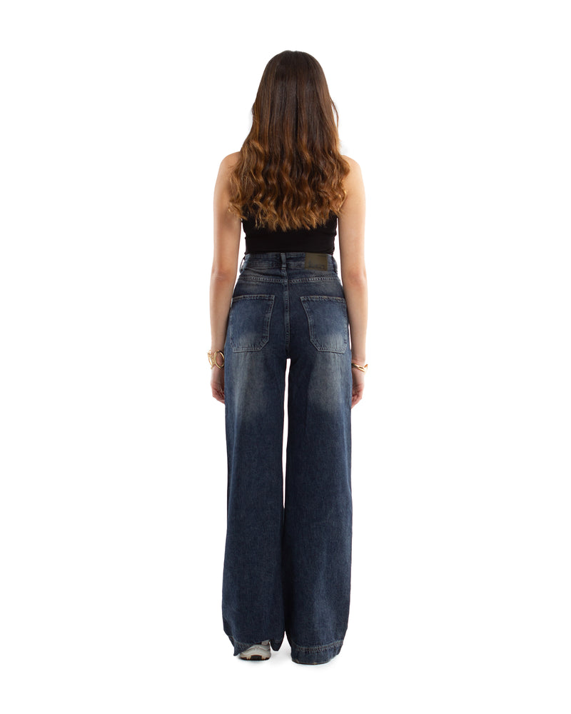 Bootleg Jeans in Deep Blue Washed