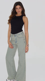 Signature Wide Leg Jeans in Ash Blue