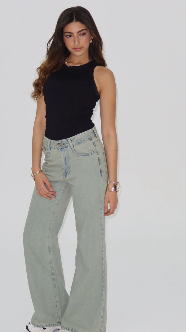 Signature Wide Leg Jeans in Ash Blue