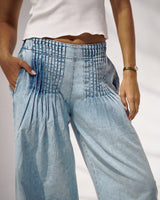 Light Wash Wide-Leg Denim Pants