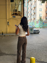 Low Waist Washed Brown