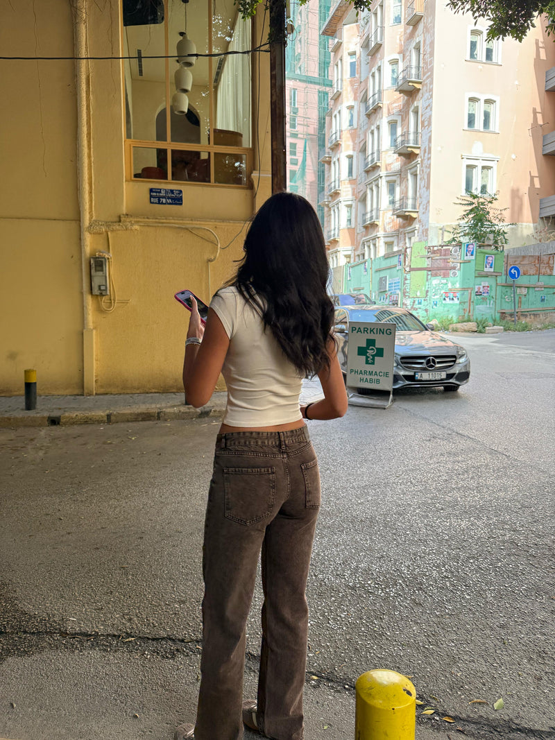 Low Waist Washed Brown