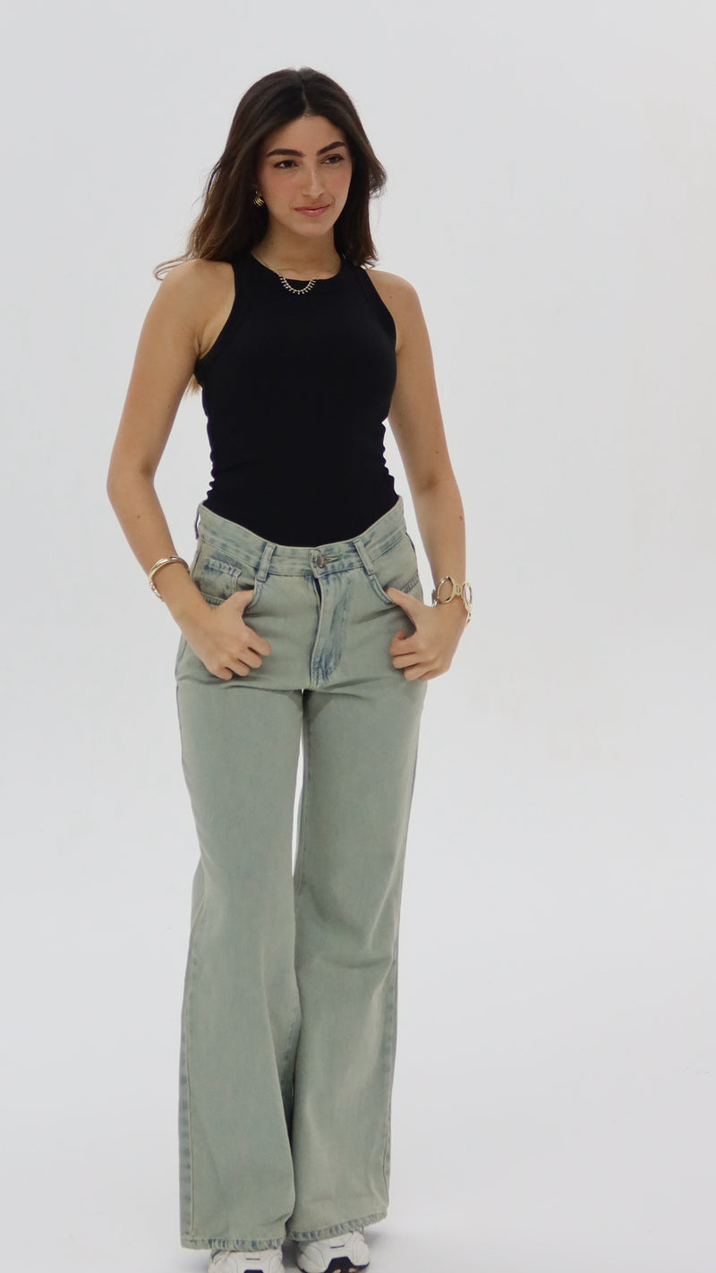 Signature Wide Leg Jeans in Ash Blue