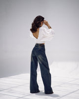 Bootleg Jeans in Deep Blue Washed