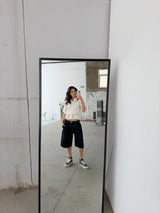 Deep Blue Knee-Length Denim Shorts
