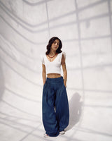 Dark Wash Wide-Leg Denim Pants