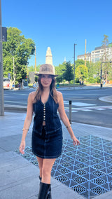 Denim In Denim In Skirt Deep Blue