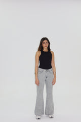 Signature Wide Leg Jeans In Steel Grey