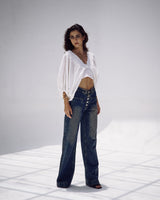 Bootleg Jeans in Deep Blue Washed
