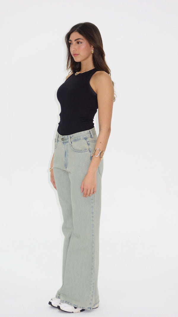 Signature Wide Leg Jeans in Ash Blue