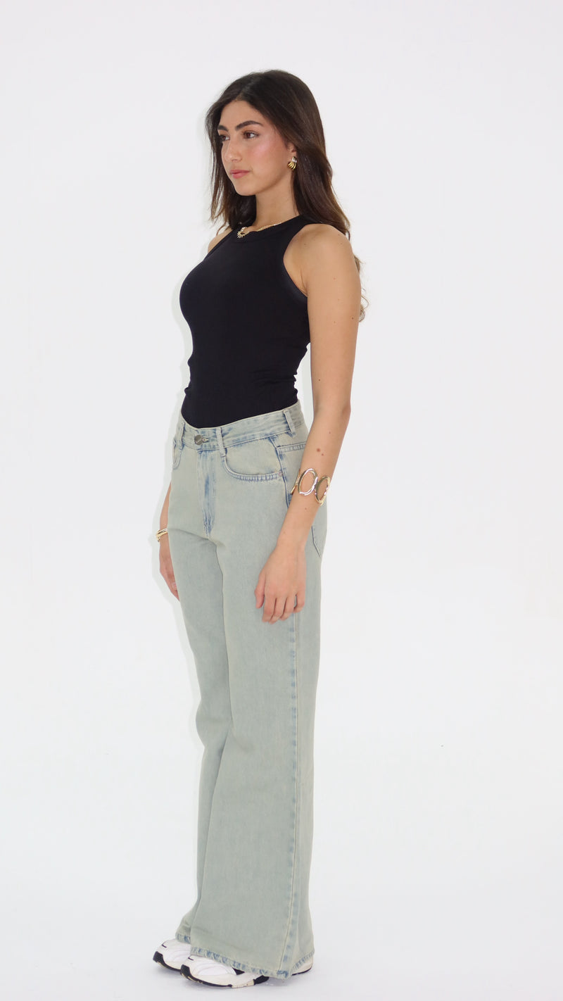 Signature Wide Leg Jeans in Ash Blue