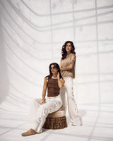 White Paisley Embroidered Wide Leg Jeans