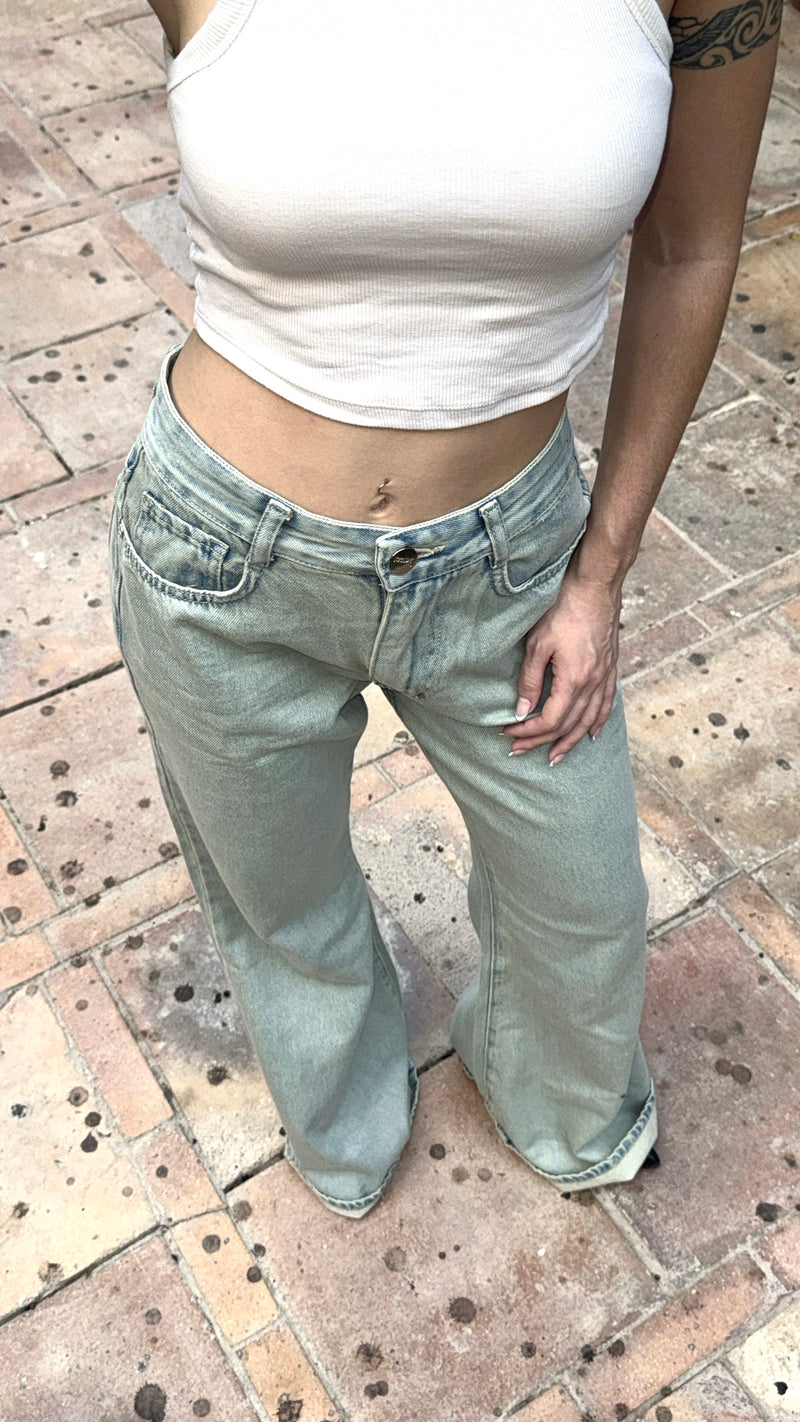 Signature Wide Leg Jeans in Ash Blue