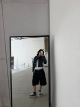 Deep Blue Knee-Length Denim Shorts