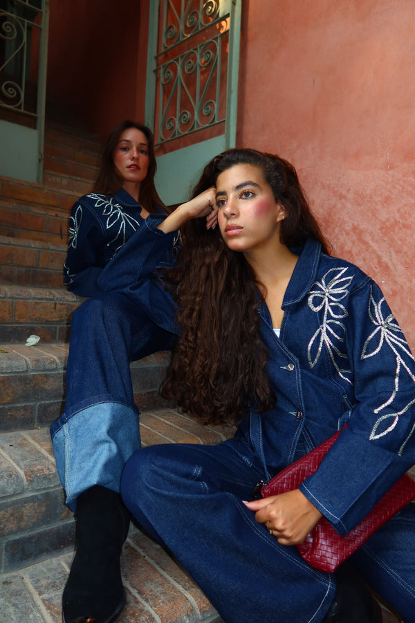 Floral Touch Denim Set