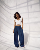 Dark Wash Wide-Leg Denim Pants