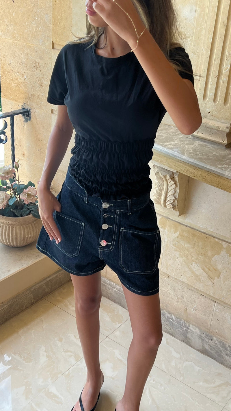 Bootleg Shorts in Deep Blue
