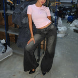 Signature Wide Leg Jeans in Washed Black