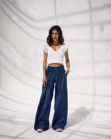 Dark Wash Wide-Leg Denim Pants