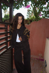 Embellished Denim Piece Jacket In Brown