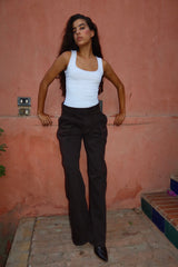 Embellished Denim Pants In Brown