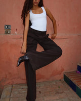 Embellished Denim Pants In Brown