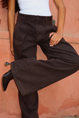 Embellished Denim Pants In Brown