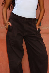 Embellished Denim Pants In Brown