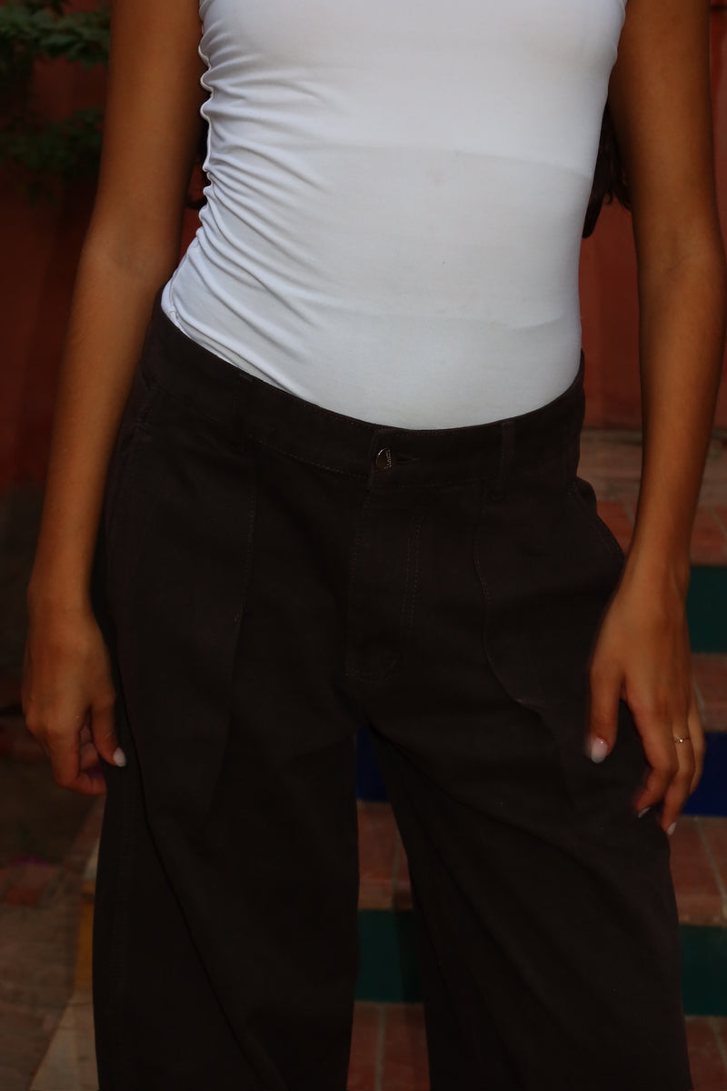 Embellished Denim Pants In Brown