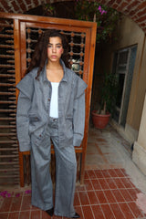 Unembellished Denim Piece set in Gray