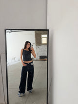 Contrast Stitch Denim Top