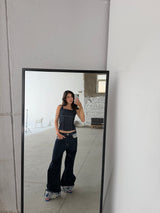 Paisley Cuff Wide-Leg Jeans