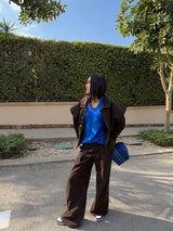 Unembellished Denim Piece set in Brown