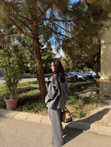 Embellished Denim Set In Gray