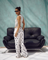 Polka Dot Wide-Leg Pants