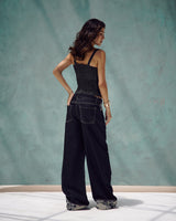 Contrast Stitch Denim Top