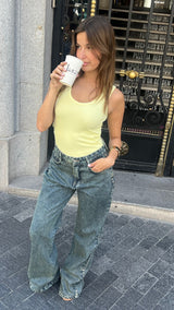 Charcoal Wash Side Button Look Jeans