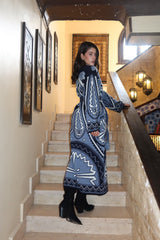 Blue Patterned Knit Cardigan