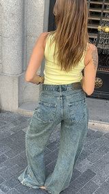 Charcoal Wash Side Button Look Jeans