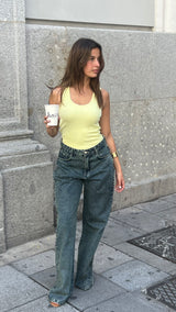 Charcoal Wash Side Button Look Jeans