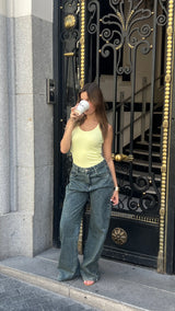 Charcoal Wash Side Button Look Jeans