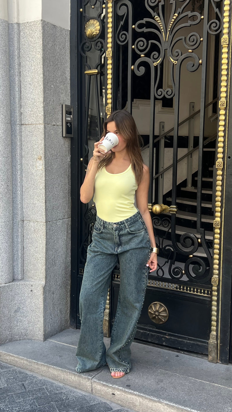 Charcoal Wash Side Button Look Jeans