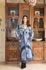 Blue Patterned Knit Cardigan