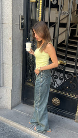 Charcoal Wash Side Button Look Jeans