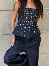 Buttoned Denim Top