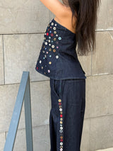 Buttoned Denim Set