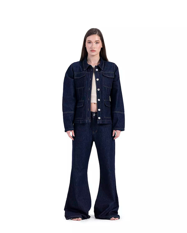 Signature Wide Leg Jeans In Blue Black