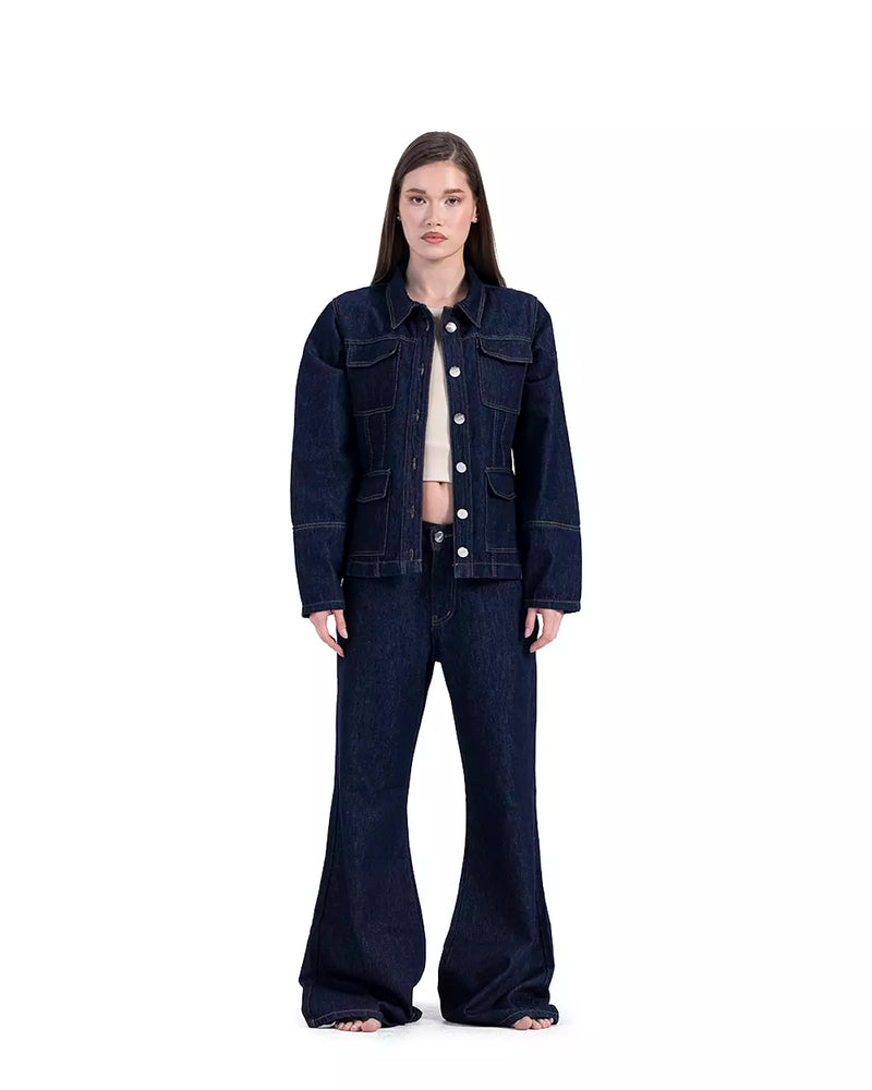 Signature Wide Leg Jeans In Blue Black