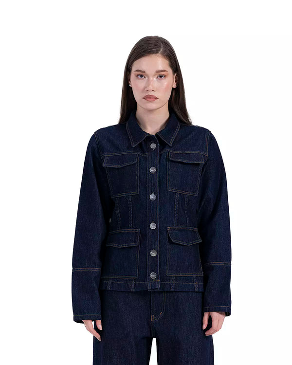 Signature fitted Denim Jacket in Blue Black